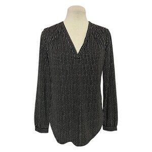 ANN Taylor Black Polka Dot Top Size S